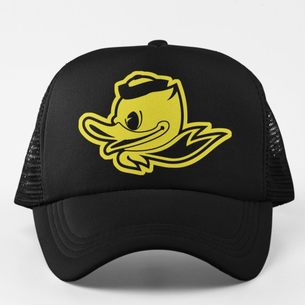 NEW Oregon Ducks Big Puddles Head Foam Trucker Mesh Snapback Hat BLACK